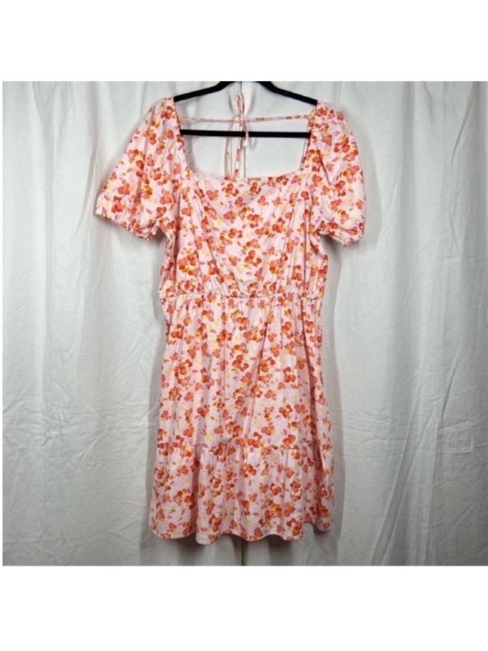 Chloe + Rene 100% cotton dainty floral whimsy prairie puff sleeve dress